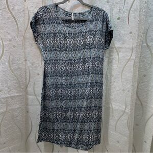 Soyaconcept‎ Shift Dress Womens Medium Blue Grey Mosaic Print Viscose Excellent
